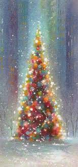 Christmas Christmastree Sparkling Pretty Winter Christmas Paintings Christmas Art Vintage Christmas Tree Decorations