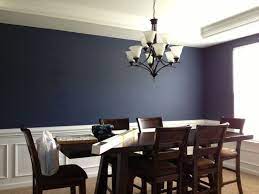 Soften a navy blue dining room with greys and wood. Navy Blue Dining Wall Novocom Top