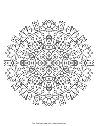 High quality free printable coloring, drawing, painting pages here for boys, girls, children. Spring Mandala Coloring Page Free Printable Pdf From Primarygames