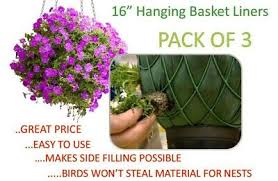 16 inch double tier imperial hanging planter. 16 Inch Hanging Basket Liners 3 Pack Easy To Use Liner Just Cut To Size Ebay