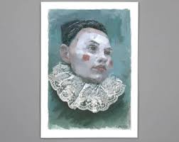 Pierrette Clown Painting, Signed Giclee Art Print