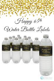 Birthday Surprise Birthday Black And Gold Party Decorations Black And Gold 65th Birthday Party Water Bottle Labels 24 Count 65th Birthday Party Ideas 65th Birthday Birthday Party Decorations Diy