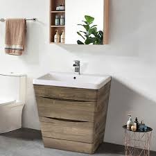 Some are floor standing whereas many are fixed to the wall to increase the floor area. 800mm Bathroom Vanity Unit Basin Sink Storage Cabinet Modern Furniture Grey Oak Ebay