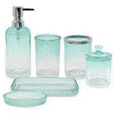 Check spelling or type a new query. The Capri Bubble Glass Bath Ensemble Collection Features Beautiful Speckled Glass In A Subtle Shade Of A Aqua Bathroom Accessories Aqua Bathroom Glass Bathroom