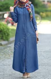Gizli Dugmeli Duz Kot Elbise Mavi Muslim Fashion Outfits Muslim Fashion Dress Muslimah Fashion Outfits