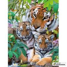 Tiger Family Partial Drill Animals Animals Beautiful Cute Animals