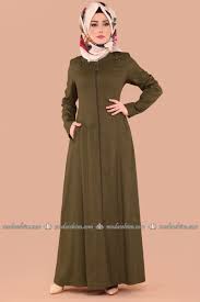 Seyyar Kapsonlu Pardesu Ferace Pd854 Haki Hijab Fashionista Fashion Nun Dress