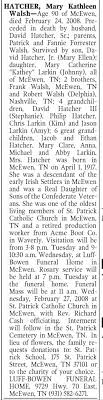 She is an actress, known for seikkailija dora (2000), go, diego! Mary Kathleen Walsh Hatcher Obituary Newspapers Com