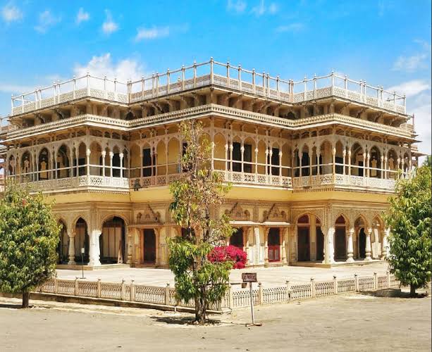 Mubarak Mahal's intricate sandstone pavilion., AI generated