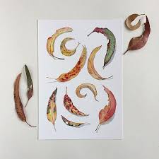 Eucalyptus Leaves Print 10x8 A4 14x11 A3 Australian Botanical Watercolour Wall Art Autumn Nature Home Decor Botanical Prints Eucalyptus Leaf Prints Botanical Watercolor