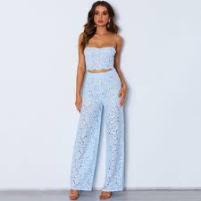 Find these designs, as well as other women's pants, today at macy's. New Arrival Two Piece Set Lace Wide Leg Pants Sexy Sling Casual Suit Two Piece Set Top And Pants Women Two Piece Outfits Shopee Malaysia