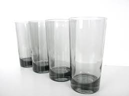 Mid Century Modern Smoked Glass Tumblers Smokey Grey Highball Glasses Set Of 4 Modern Drink Glasses Modern Drinking Glasses Smoked Glass Glass