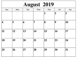 Blank August 2019 Editable Calendar Monthly Printable Calendar Template Monthly Calendar Template Calendar Printables