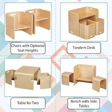 Amazon Com Ecr4kids Natural Bentwood Multipurpose Kids Table And Chair Set 3 Piece Industrial Sci Kids Wooden Chair Table And Chairs Table And Chair Sets