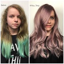 Guy Tang On Instagram One Of My Models From Russia Hair Show With Olaplex Somehow The Green From Her Bef Beauty Hair Color Color Correction Hair Hair Shows