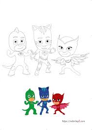 The series began on march 29, 2007 with the release of les pyjamasques et le grogarou , the books are published by gallimard jeunesse. Coloriage Pyjamasque Personnages Coloriage Gratuit A Imprimer Dessin 2021