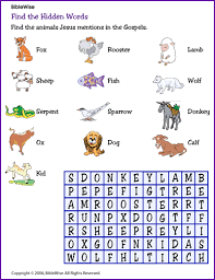 #3 find 6 hidden words. Find A Word Animals Jesus Mentioned In The Gospels Kids Korner Biblewise