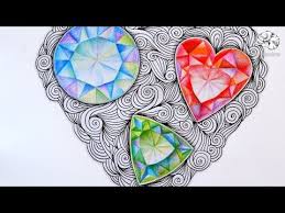 How To Draw Gems Zentangle Inspired Jewels And Faceted Gemstones Youtube Jewel Drawing Gem Drawing Zentangle