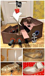 I explain in detail how to make a box any size you need out of recycled corrugated cardboard.i made a. How To Make A Pirate Ship From Cardboard Easy Craft Red Ted Art