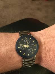 Most of the pocket watches are thus made to be gold or silver plated or at least resemble gold or silver covering. Bulova Bulova Men S Black Ip Gold Accent Black Dial Modern Watch Walmart Com Walmart Com
