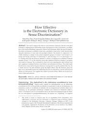 Pdf How Effective Is The Electronic Dictionary In Sense Discrimination