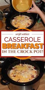 A good breakfast casserole is a handy thing to have in your repertoire. Breakfast Casserole In The Crock Pot Breakfast Crockpot Recipes Camping Recipes Dinner Crockpot Breakfast Casserole