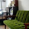 Our blue 'velvet' stockholm sofa is sat right next to a green velvet strandmon armchair. 1