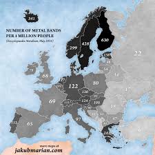 The Map Of Europe By Density Of Heavy Metal Bands Heavy Metal Bands Metal Bands Heavy Metal Music