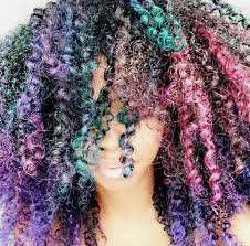 Black Blue And Purple Curly Hair Hair Color Black Women Blue Green Pink Purple Natural Hair Styles Hair Color For Black Hair Curly Hair Styles