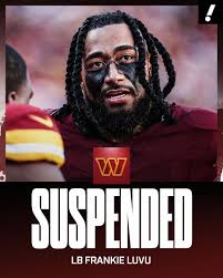 Commanders LB Frankie Luvu has been suspended without pay for one game for  "repeated violations of playing rules intended to protect the health and  safety of players," the NFL announced.