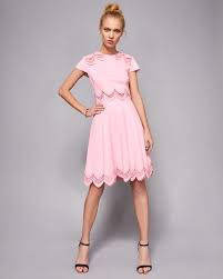 Embroidered Skater Dress Baby Pink Dresses Ted Baker Uk Pink Skater Dress Designer Outfits Woman Baby Pink Dresses