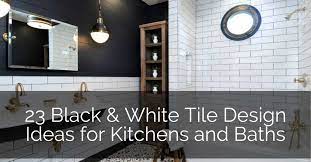 The black window frame continues the theme, while the tub and mirror add a gold accent that's a popular choice for black and white spaces. 23 Black White Tile Design Ideas Sebring Design Build