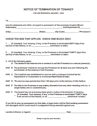 The tenant is entitled to put an end to the contract before the five years period, by giving notice at least thirty days prior to the termination of the . 2003 Notice Tenancy Form Template Fill Online Printable Fillable Blank Pdffiller