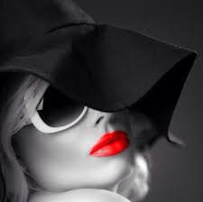 Black And White Red Lipstick Girl Wearing Black Hat Sunglasses Red Lips Art Color Splash Photography Color Splash White Photography