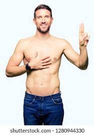 Handsome Shirtless Man Showing Nude Chest Stock Photo 1280944330 |  Shutterstock