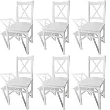 Dining Table Chairs Set Of 6 White Solid Wooden Farmhouse Kitchen Recliner Sling Dining Chairs Solid Wood Dining Chairs White Dining Chairs