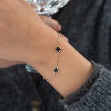 Mens Silver Clover Bracelet