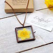 Hey I Found This Really Awesome Etsy Listing At Https Www Etsy Com Listing 277016614 Hand Pressed Daffodil Blossom Jewelry Flower Jewellery Yellow Pendants