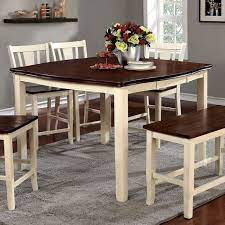 These side chairs showcase contoured seats and slatted backs for added comfort. Dover Ii Counter Height Table Cherry And White Furniture Of America Furniture Cart