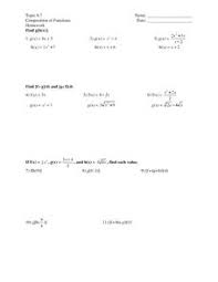 Function composition problems in which the resulting function is given, instead of the constituent functions. Composition Of Functions Lesson Plans Worksheets