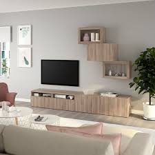 Besta Tv Storage Combination Glass Doors Walnut Effect Light Gray Lappviken Gray Stained Walnut Eff Clear Glass Ikea Tv Storage Glass Door Ikea