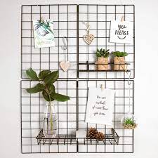 Gadgy Set Of 2 Foldable Wall Grid Decoration Metal Organizer Memo Board With Accessories