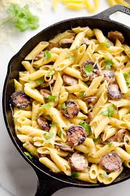 Fat may often gets a bum rap, but here it lends flavor and gives a smooth, juicy texture. Chicken Sausage Penne Skillet