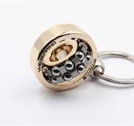 Luxury Stainless Steel 3D 18K Gold Plated Spinning Ball Bearing Keychain