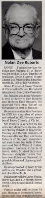 Memorial: Nolan Dee Rubarts