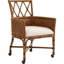 Tommy Bahama Home 593 972 01 Tarpon Cove Game Chair Woven Rattan Back Sides Sailcloth Seat Casters In 2020 Solid Wood Dining Chairs Chair Dining Chair Slipcovers