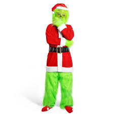 Claofoc Disfraz de Grinch de 7 piezas para adultos y hombres, traje de Papá  Noel, disfraz de Navidad, cosplay, disfraz con máscara Grinch, guantes, ...