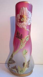 Vase Art Nouveau Au Corps Torsade Verre Rouge Degrade Emaille Legras Pavots Art Nouveau Art Verre Rouge