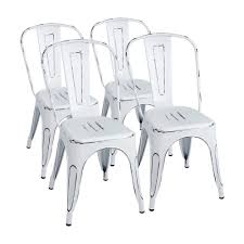 Amazon Com Furmax Metal Chairs Distressed Style Dream White Indoor X2f Outdoor Use Stackable Chic Dining Bist Metal Dining Chairs Indoor Chairs Metal Chairs