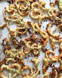 Oven zucchini friescrispy and deliciousingredients:1 cup unseasoned bread crumbs½ teaspoon kosher salt¼ teaspoon freshly ground pepper1/4 teaspoon garlic. I Tried Eatingwell S Baked Parmesan Zucchini Curly Fries Kitchn
